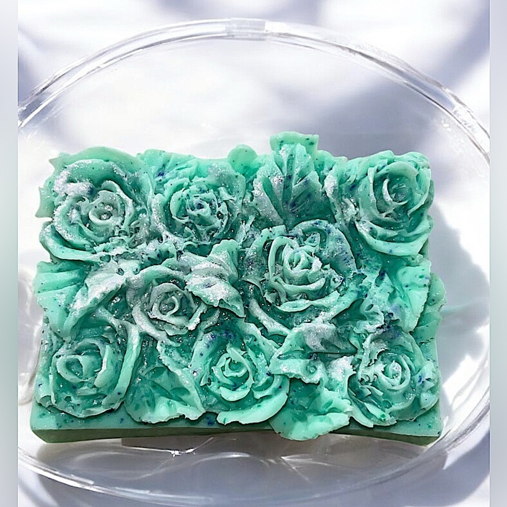 Coconut lime SHIMMER Scent 3D roses soap 2x3 inch 4oz shea butter & goat milk